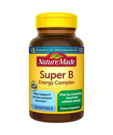 Nature Made Super B Energy Complex, Dietary Supplement for Brain Cell Function Support, 160 Softgels, 160 Day Supply 160 Count (Pack of 1)