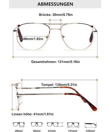 Buy Lanomi Blue Light Filter Pilot Reading Glasses - Classic Metal Frame for Men & Women | Prescription Strengths 1.0 to 4.0 - International Shipping Available - Buy Online on GoSupps.com