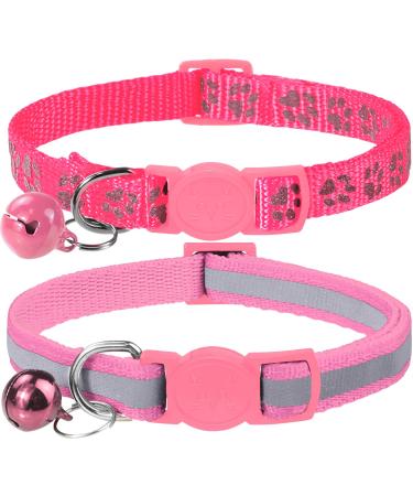 Taglory reflective cat collar with safety clasp and bell 2-piece adjustable collar cat kitten 19-32cm pink 19-32 cm (2 pack) pink - Buy Online on GoSupps.com