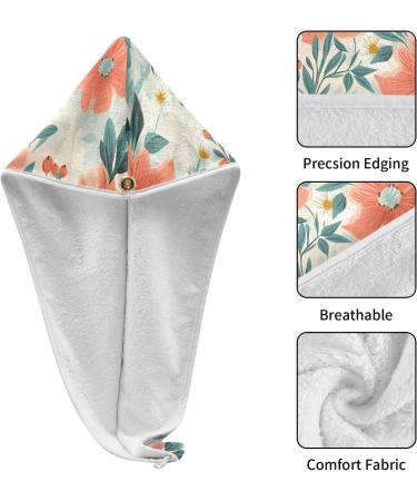 Pink Flowers Hair Towel 2 Pack - Super Absorbent Quick Dry Hair Turbans for Women & Girls - Buy Online on GoSupps.com