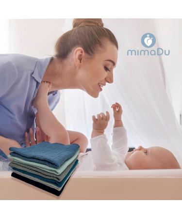 Mimadu Bio Musselin Cloth Baby 25x25 | 100% GOTS Organic Cotton | Super Soft & Absorbent Baby Mull Towels | Eco-Friendly Muslin Towels for Spitting (Ocean) - Buy Online on GoSupps.com