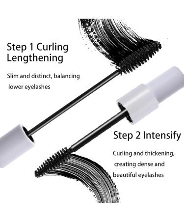 2 In 1 Mascara Waterproof Smudge ProofBlack Mascara for Natural Lengthening and Thickening Effect Lasting Glamour Volume Mascara - Buy Online on GoSupps.com