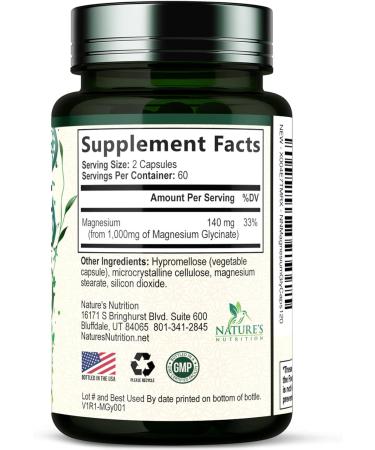 Magnesium Glycinate 1000mg - Chelated Magnesium for Bone Muscle Nerves & Heart Health Support 500mg Per Capsule for Ultra Absorption Natures Sleep Support Best Mag Supplement Pill - 120 Capsules 120 Count (Pack of 1) - Buy Online on GoSupps.com
