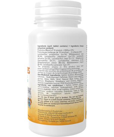 NOW Supplements Kids Probiotic (formerly BerryDophilus ) with 2 Billion 10 Probiotic Strains Xylitol Sweetened Strain Verified Chewable Tablets 60 Count - Buy Online on GoSupps.com