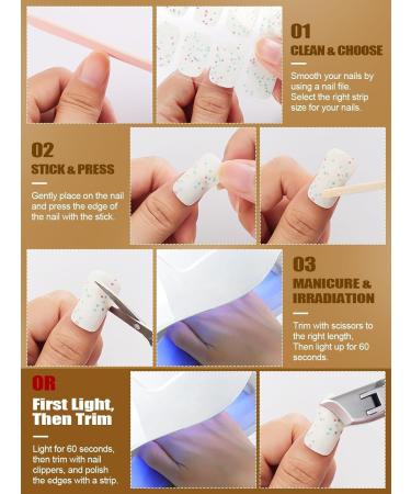 Kalolary 20PCS Luminous Glitter Gel Nail Polish Strips - Glow in The Dark Adhesive Nail Art Sticker Set - Waterproof Full Wrap Gel Nail Wrap Stickers - with Nail File and Stick - Pure White - Buy Online on GoSupps.com