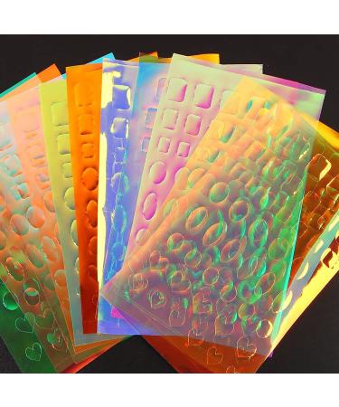 SILPECWEE 11 Sheets Aurora Nail Foil Laser Stickers | Iridescent Cellophane Nail Art Designs | Holographic 3D Decoration for Women and Kids - Buy Online on GoSupps.com