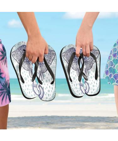 Mnsruu Bohemian Elephant Paisley Mandala Flip Flops | Stylish Sandals for Men & Women | Perfect for Hotel Spa Travel & Home - Buy Online on GoSupps.com