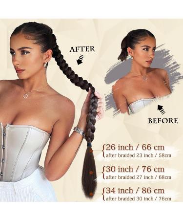Sofeiyan Long Braid Ponytail Extension with Hair Tie Straight Sleek Wrap Around Hair Extensions Braid Pony Tail Fluffy Natural Soft Synthetic Hairpieces for Women Daily Wear 2Pcs 26 inch-Black Brown 26 Inch (Pack of 2) Black Brown - Buy Online on GoSupps.com