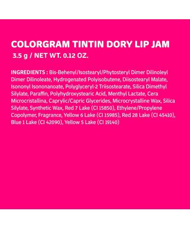 COLORGRAM TINTIN DORY LIP JAM 06 CHERRY JAM | Pudding Pot Lip Blush | Tinted Lip Jam Hydrating & Plumping Lip Gloss with Lightweight Non-Sticky Formula | Clear Radiance & Semi-Transparent Color - Buy Online on GoSupps.com