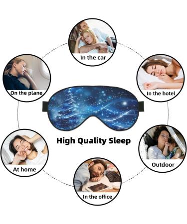 Xmas Tree Glitter Blue Sleep Mask | Adjustable Blackout Eye Cover for Travel & Sleeping | Christmas Decorations for Men & Women - Buy Online on GoSupps.com