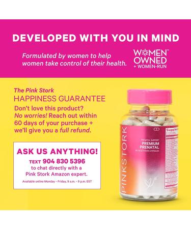 Pink Stork Premium Prenatal Vitamins - Organic Whole Food Ingredients with Folate, Vitamin A, C, Zinc & Biotin - 60 Capsules | Women-Owned - Buy Online on GoSupps.com
