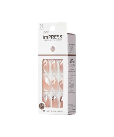 KISS imPRESS No Glue Mani Press On Nails - On My Mind White Almond Shape Medium Size Includes 30 Nails & Accessories - Shop Now Internationally - Buy Online on GoSupps.com