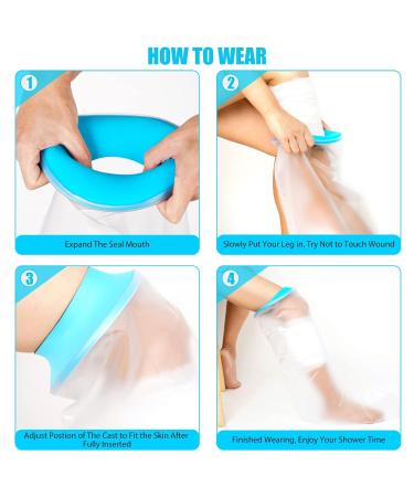 BESUMYN Waterproof Short Leg Cast Cover - Shower Bandage Protector for Broken Knee, Ankle, Foot - Reusable, Watertight, Clear Design - Buy Online on GoSupps.com