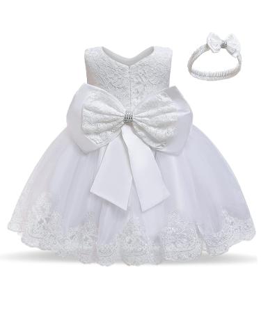 TTYAOVO Baby Wedding Pageant Baptism Christening Tutu Gown Girls Princess Dress 2-3 Years 648 White
