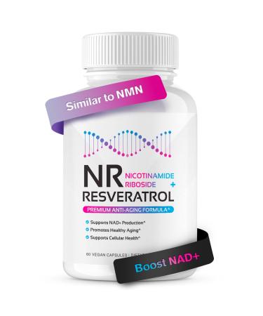 NR + Resveratrol Supplement - Increase NAD, DNA & Cellular Health, Longevity, Vitality. 5-in-1 Anti Aging Formula w/ Nicotinamide Riboside, Trans Resveratrol, Vitamin C, Grape Seed, Pine Bark Original