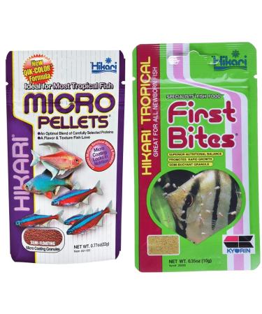 Hikari Tropical Semi-Floating Micro Pellets for Pets (0.77-Ounce) + Hikari First Bites Semi-Floating Fry Food for Pets (0.35-Ounce)