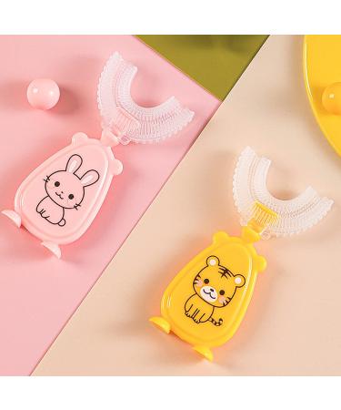 Liquid Silicone Soft Bristle Brush Head Standing Infant Toothbrush Convenient Baby Toothbrush Safe Use Silicone 360 Degree U-shaped Baby Tooth Brush for Daily Use Yellow Large Large Yellow - Buy Online on GoSupps.com