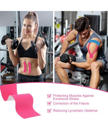 3 Rolls Kinesiology Tape - Waterproof Sports Tape for Muscles Knees Shoulders & Elbows (Blue/Pink/Black 5m x 5cm) - Buy Online on GoSupps.com