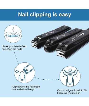 Professional Black Matte Stainless Steel Nail Clippers Set - 3 Pack for Men and Women | Includes Fingernail, Thick Toenail, and Ingrown Nail Clippers with Built-in Nail File - Buy Online on GoSupps.com