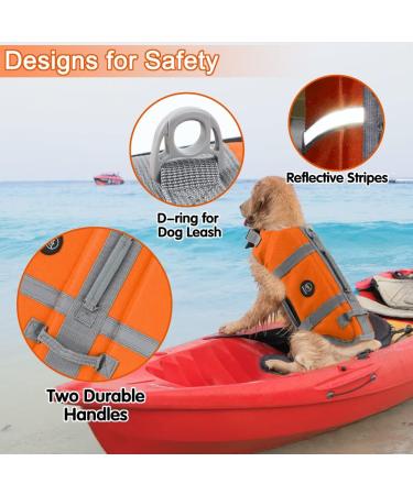 Emust Dog Swimming Vest - Reflective & Adjustable Improved Buoyancy Rescue Handle 2XL New Orange - Buy Online on GoSupps.com