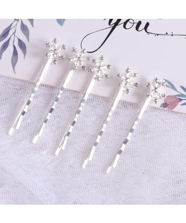 Minkissy Snowflake Hair Clips - 6 Christmas Crystal Hairpins for Winter Styling (White) | International Shipping Available - Buy Online on GoSupps.com