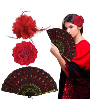 Bofunx Hairdress Flowers Hair Camp Hair Camp Brosche + wrist flower + palm for wedding Flamenco dancing party carnival Mottoparty Stile-K
