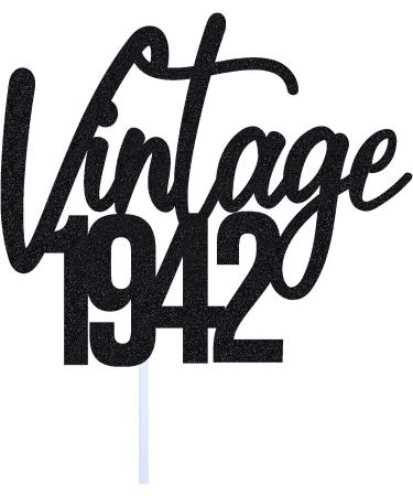 LVUPKFF Vintage 1942 Cake Topper 80th Men and Women Birthday Derations Funny 80 Fabulous and Happy Eighty Party Handmade (Black) - Buy Online on GoSupps.com