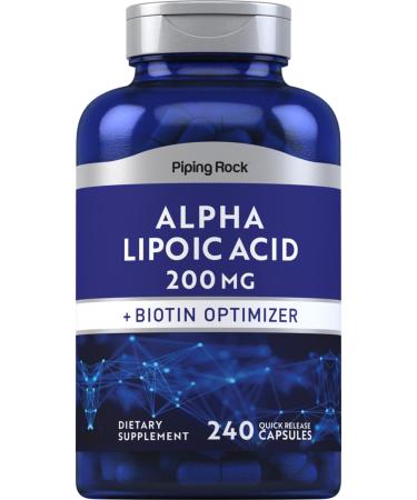 Piping Rock Alpha Lipoic Acid 200mg | 240 Capsules | Plus Biotin | Non-GMO Gluten Free Supplement