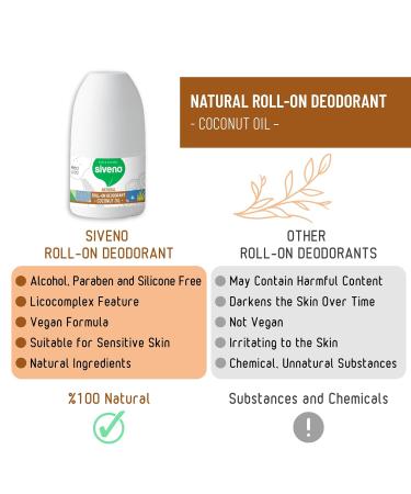 Siveno All Natural Deodorant Roll-On | Aluminum Free Deodorant for Women & Men | Organic Vegan | Fresh Non Staining Non Irritating | Cruelty Free Non Toxic Paraben Free | Coconut Oil Pack of 1 Coconut 1.76 Fl Oz (Pack of 1) - Buy Online on GoSupps.com