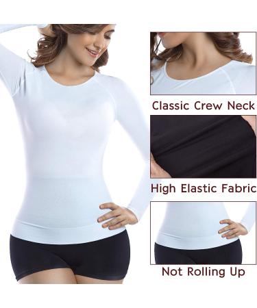 +MD Bamboo Women's Slimming Thermal Undershirt - White | Large | Tummy, Waist, and Bust Shaping | Long Sleeve Round Neck - Buy Online on GoSupps.com