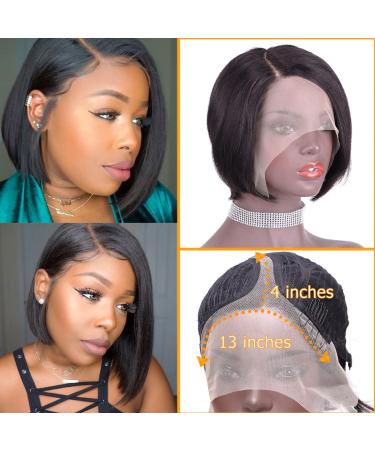 HHSHOW Short Bob Lace Frontal Human Hair Wig 100% Brazilian Straight Pixie Cut Natural Black | Pre Plucked 130% Density | HH9028-1B - Buy Online on GoSupps.com