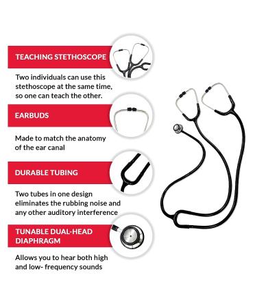 Deluxe Dual-Head Teaching Stethoscope for Medical Training - Black - Buy Online on GoSupps.com