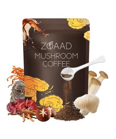 Mushroom Coffee Organic 6 Mushrooms with Lion's Mane & Cordyceps Coffee for Sustained Energy Mental Focus Digestion & Immune Support Instant Powder Coffee Low Caffeine 5.29 Ounce 1 Pack