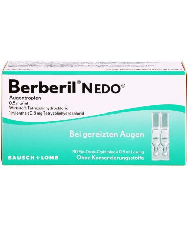 Berberil N EDO eye drops for irritated eyes 30 single dose pipettes
