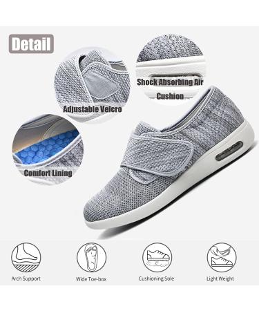 Men's Diabetic Air Cushion Slip-On Walking Shoes - Orthopedic Support for Swollen Feet - Velcro Closure - Black - Buy Online on GoSupps.com