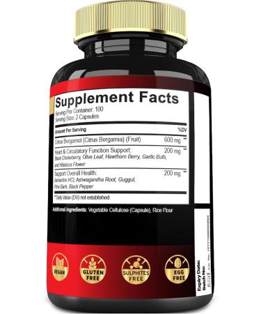 11in1 Citrus Bergamot Supplement 1000mg with Olive Leaf Hawthorn Berry Guggul Garlic and More - Support Immunity Circulatory System & Overall Health - 200 Capsules 200 Count (Pack of 1) - Buy Online on GoSupps.com