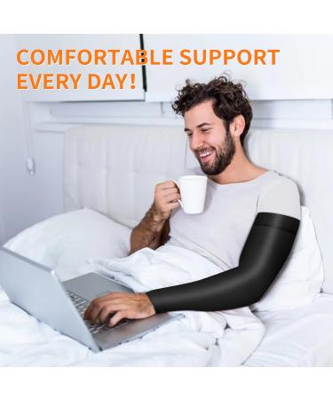 Lymphedema Compression Arm Sleeve for Men & Women - 20-30 mmHg Silicone Band Support for Arthritis & Edema - XX-Large Black - Buy Online on GoSupps.com