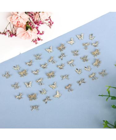 Buy Butterfly Nair Charms 40Pcs - Gold Alloy Nail Art Decorations with 7 Styles of 3D Bow Gemstones & Double Layer Designs - Buy Online on GoSupps.com