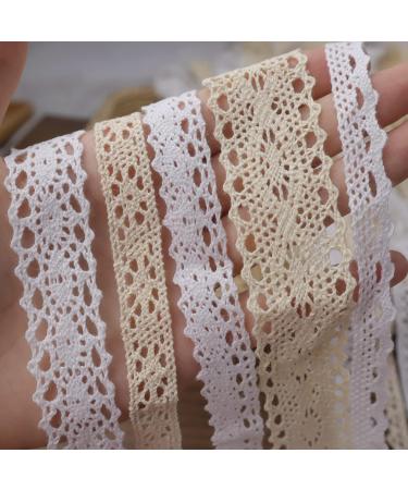 IDONGCAI 40 Yards Cotton Lace Trim - 10 Styles Mixed Color Vintage Crochet Ribbon for DIY Sewing Craft & Wedding Decoration - Scalloped Edge Bridal Lace - Buy Online on GoSupps.com