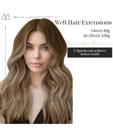 Vivien Extensions | Remy Real Hair Tressen - Blond Dark Brown Light Brown Ombre | 45cm 18'' #3/8/24 - Buy Online on GoSupps.com