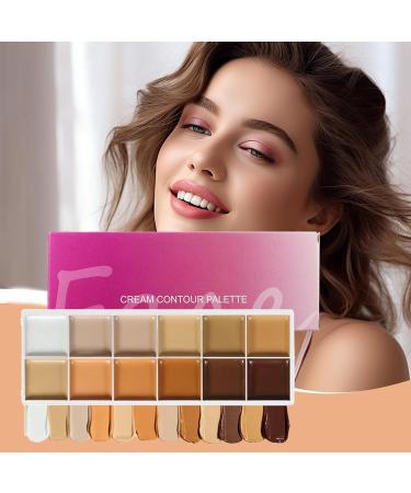 Contour Palette | 12-Color Cream Contour Palette Face Makeup for Weddings Office Evenings Travel Mature Skin Dark Circles - Buy Online on GoSupps.com