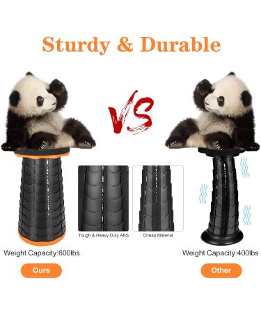 Portable Telescoping Stool: Lightweight Retractable Folding Seat | 600 lbs Capacity Chair for Camping, Fishing, Hiking - Orange (1 Pack) - Buy Online on GoSupps.com