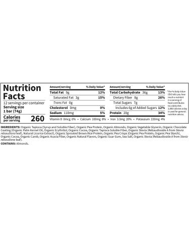 Garden of Life Sport Organic Plant-Based Protein Bar - Chocolate Mint (12 Bars, 2.46 oz Each) - Buy Online on GoSupps.com