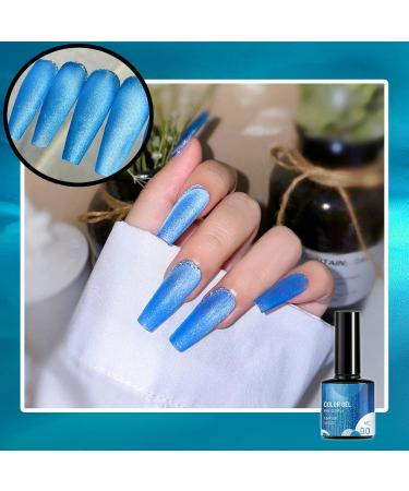 Blue Metal Nail Polish Blue Shell Thread Holographic Soak Off UV LED Varnish Shimmering Metallic Shining Sparkling Long Lasting DIY Art Manicure at Home Gift for Women & Girls - Buy Online on GoSupps.com