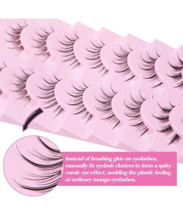 Manga Lashes - 8 Pairs of Super Wispy Thin Individual Fake Eyelashes for Natural Anime Korean Style Look - Buy Online on GoSupps.com