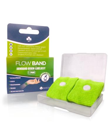 Sanicos Flow Band - High-quality acupressure bracelet - Reliably relieves nausea - Naturally effective against morning sickness seasickness travel sickness and much more - black