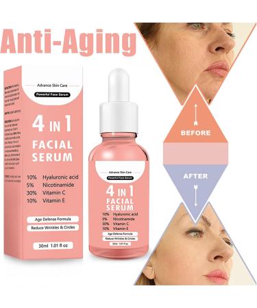 Hyaluronic Acid Serum for Face Vitamin C Serum Anti Aging Serum with Vitamin C & E Relieve Redness & Anti Wrinkle Facial Serum with Vitamin E Suitable for All Men & Women Improve Skin Condition-30ml - Buy Online on GoSupps.com