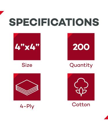 Dealmed Non-Woven Gauze Sponges - 200 Count, 4-Ply, 4x4 Inch - All-Purpose Non-Sterile Gauze Pads for Wound Care - Highly Absorbent Dental Gauze - First Aid/Medical Facilities - Buy Online on GoSupps.com