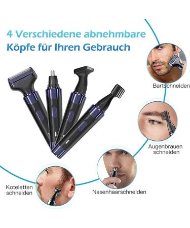 4-in-1 USB Rechargeable Ear & Nose Hair Trimmer for Men - Waterproof Eyebrow & Facial Hair Clipper - Compact & Easy to Clean Perfect for Family Use - Buy Online on GoSupps.com
