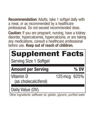 Nature's Way Vitamin D3 Max 125mcg - Supports Healthy Bones, Teeth & Immune Health - 240 Softgels - Buy Online on GoSupps.com